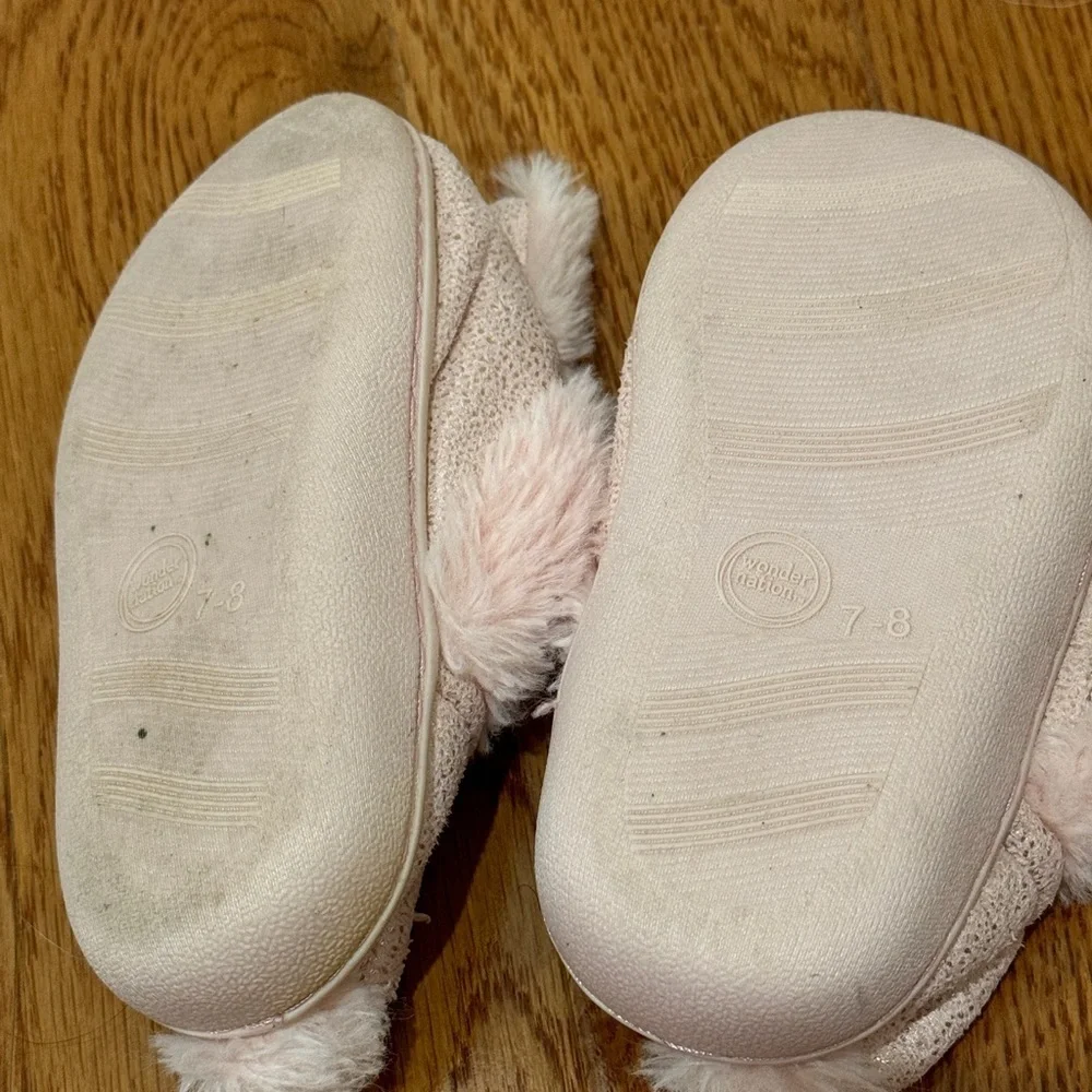 Wonder Nation Toddler Girls Size 7-8 Pink Bunny Slippers